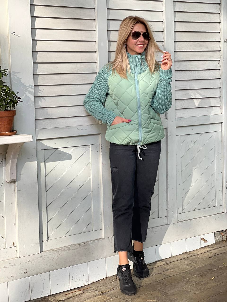 Nora - Patchwork gebreide jas voor dames